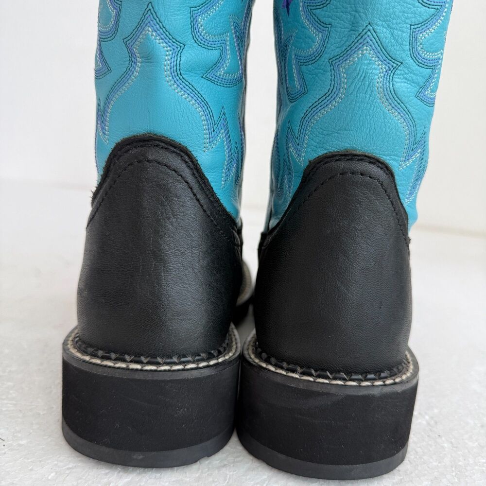 Ariat ProBaby Women’s Turquoise & Black Leather Western Cowboy Boots Size 6.5B - Picture 7 of 12